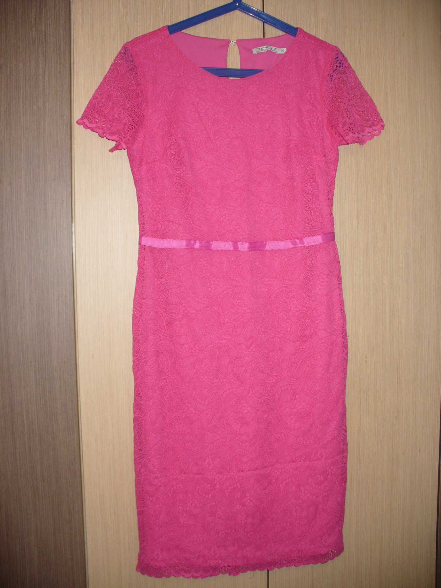 Różowa sukienka koronkowa rozmiar 36