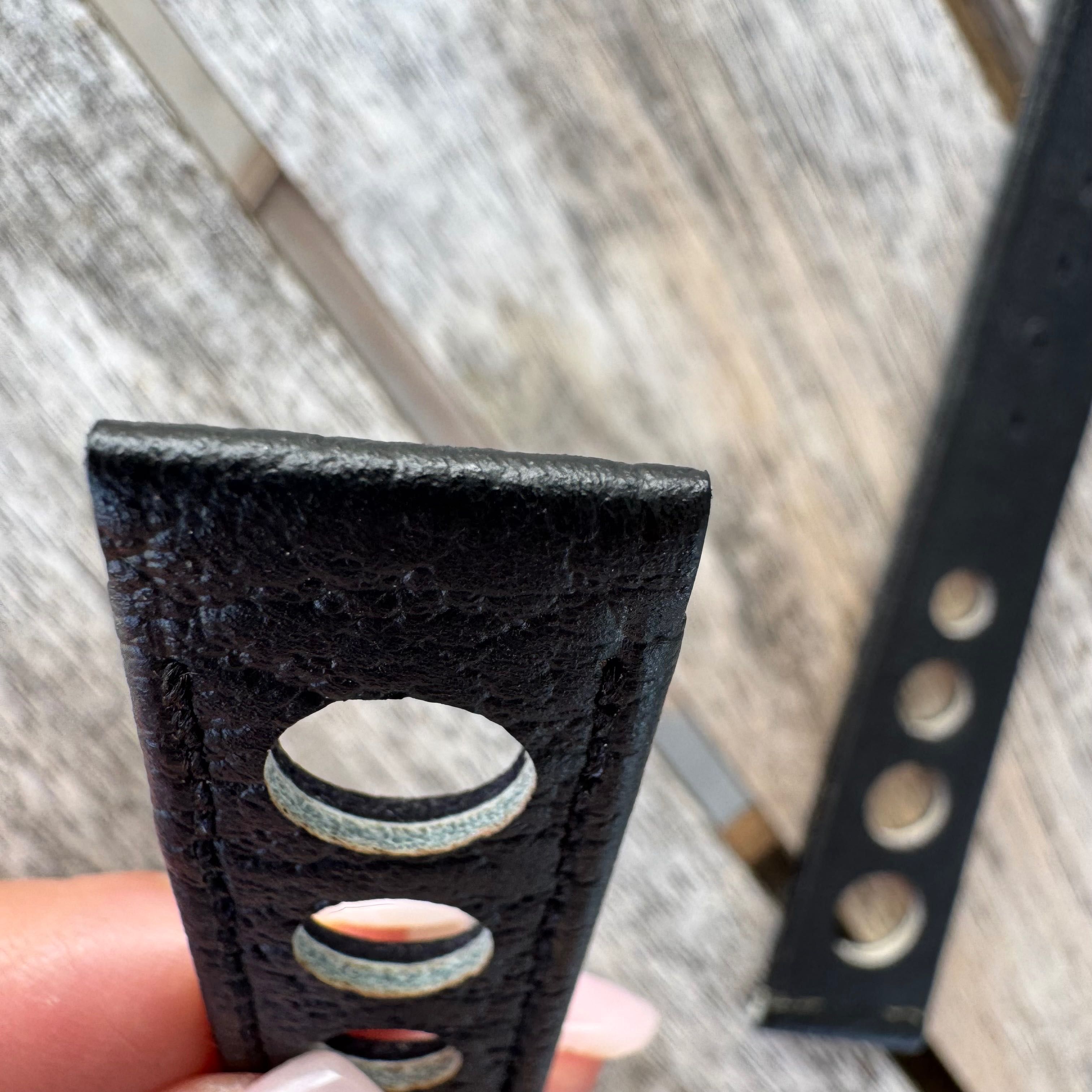 Pasek do zegarka skórzany rally 17mm czarny NOS