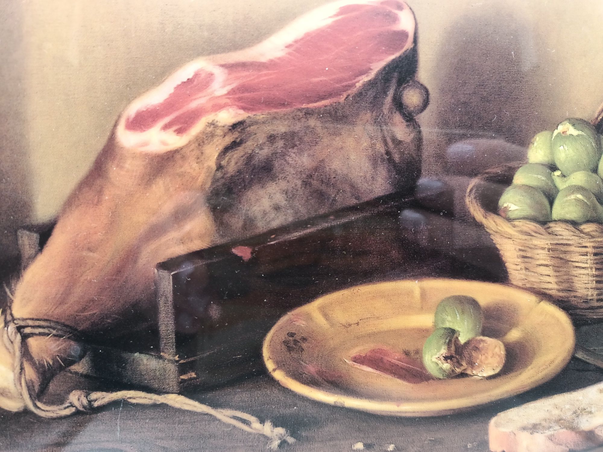 ŚCIENNY obraz za szkłem  w ramie szynka figi