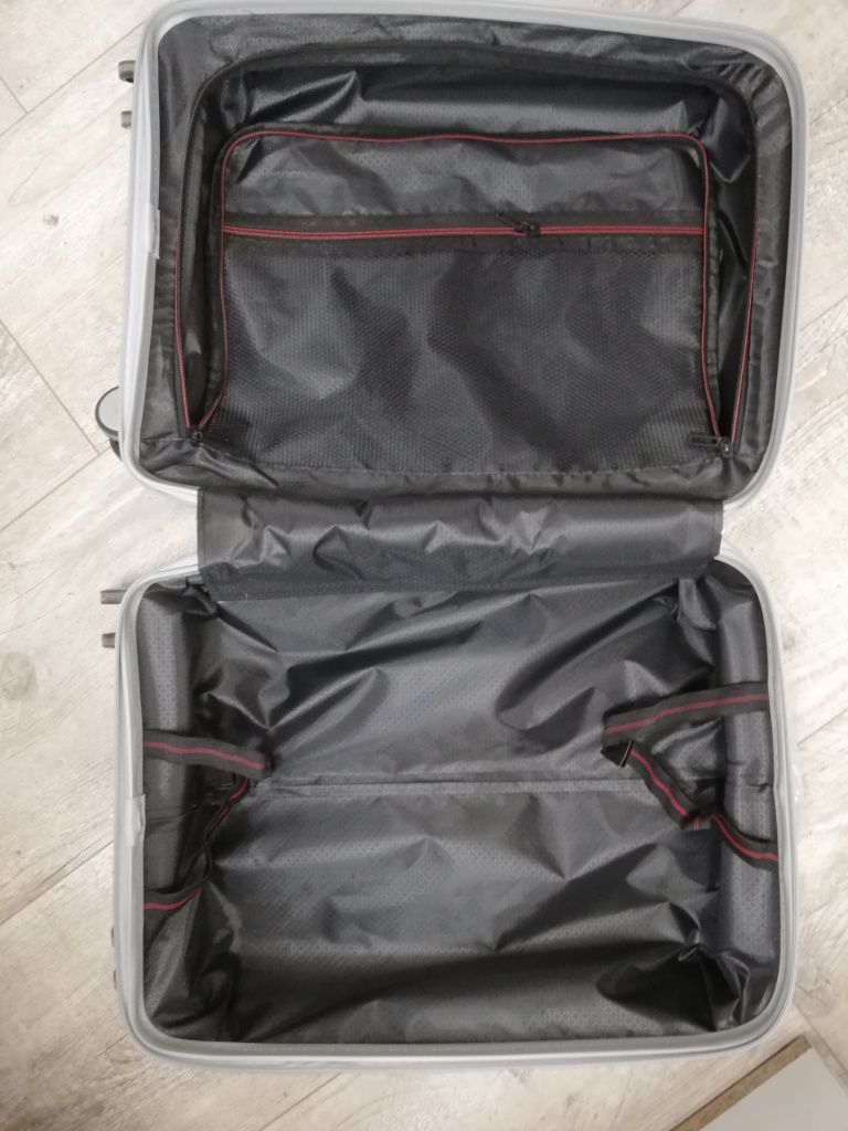 nowa Walizka kabinowa 37L  szara czarna 55 x 35 x 22 polipropylen twar