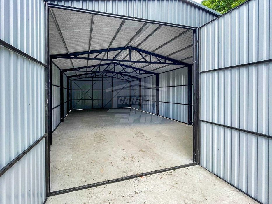 Hala - Garaż Blaszany 7x10m Brama Dwuskrzydłowa - Drzwi - Okno GP382