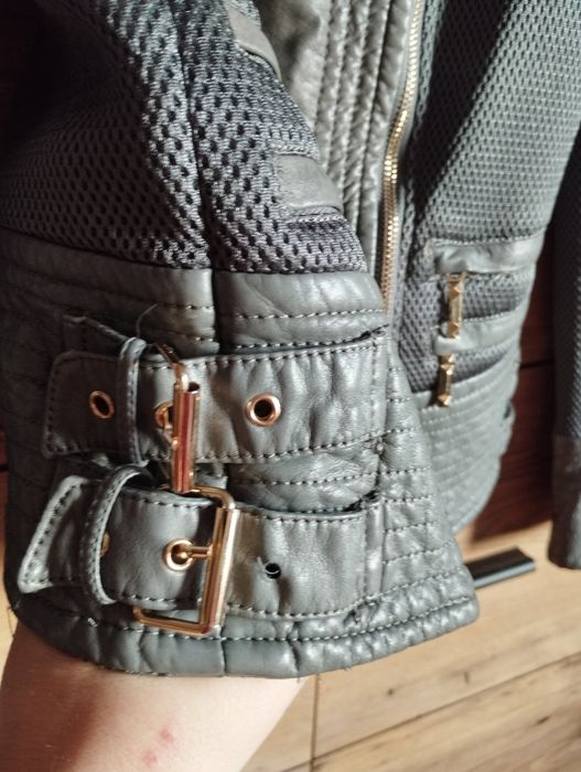 Szara kurtka przejściowa XL eko skóra ramoneska