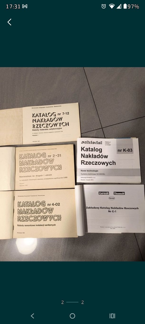 Katalog nakładów rzeczowych - komplet
