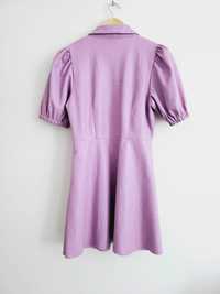Fioletowa sukienka z imitacji skóry Zara r. 38