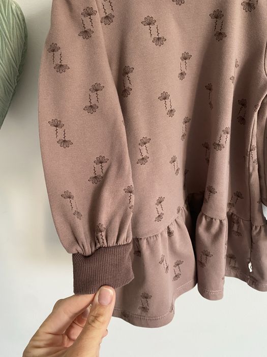 Sukienka musli wrzosowa wzorek 80 falbanka kwiatki jak newbie