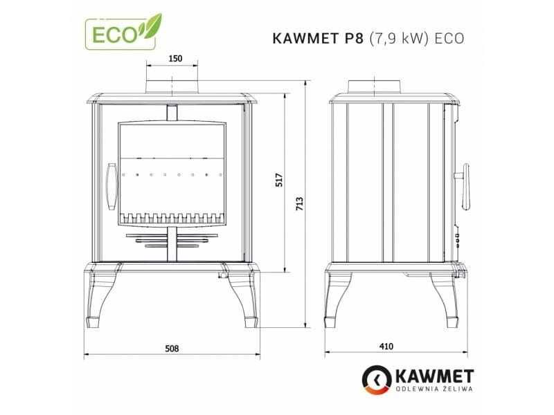 Piec piecyk kominek żeliwny wolnostojący nowoczesny koza KAWMET P8 ECO