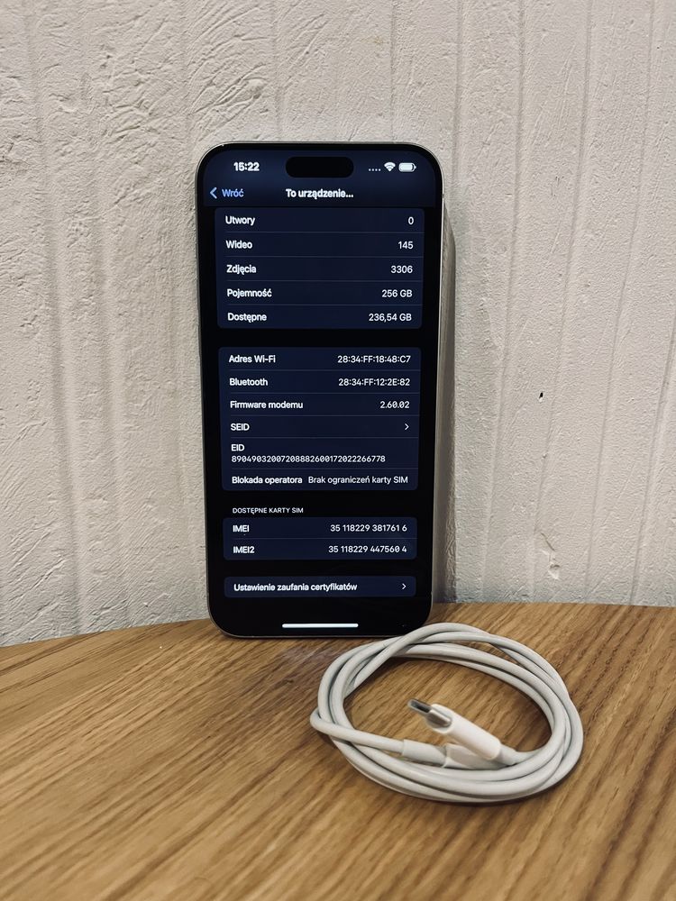 iPhone 15 Pro Max 100% BATERII