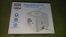 Rozgałęźnik gniazda z usb i lampką LED Setty do wyboru 2 rodzaje