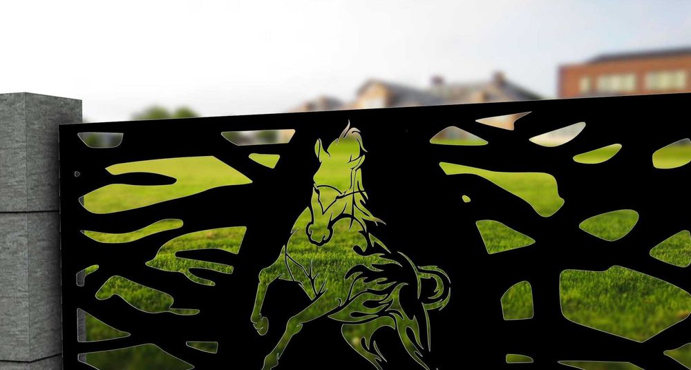 Ogrodzenie panel nietypowa balustrada z motywem konia wizualizacja
