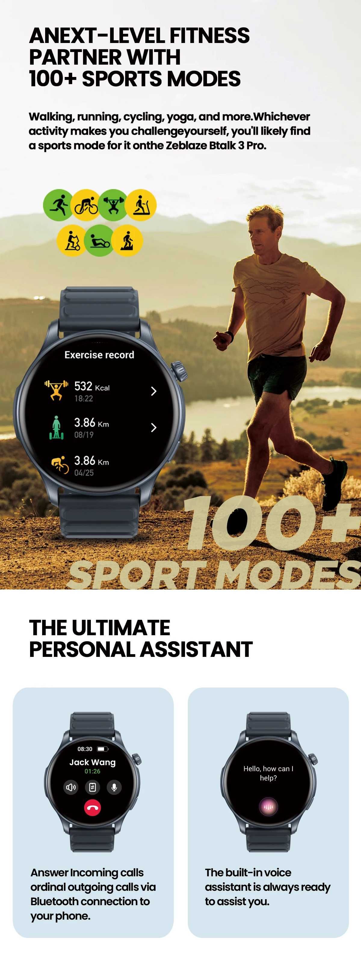 Smartwatch - Zeblaze Btalk 3 Pro - Nowy - Space Gray