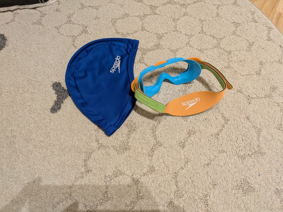 Maska pływacka dla malucha Speedo Biofuse i czepek dziecięcy speedo