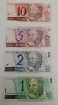 Conjunto de 4 Notas Brasileiras: 1, 2, 5 e 10 Reais (1994)