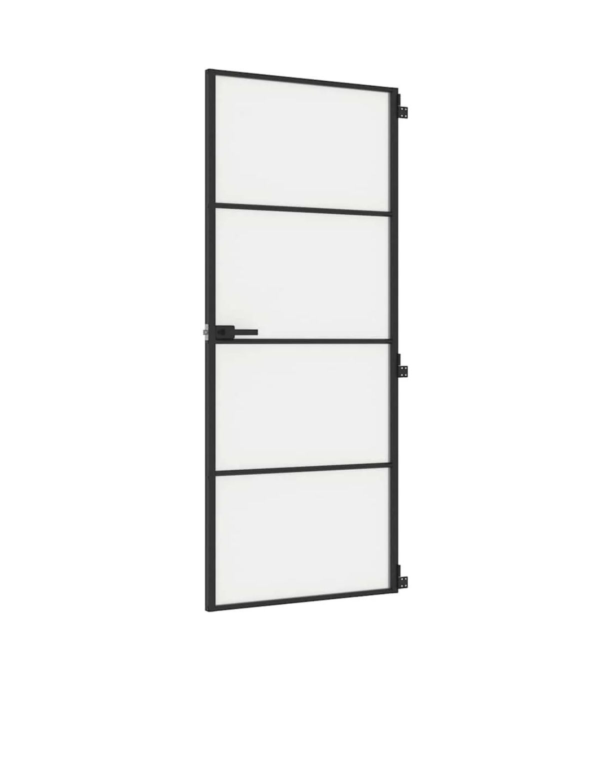 Drzwi wewnętrzne, czarne 83x201,5 cm szkło i aluminium szklane mleczne