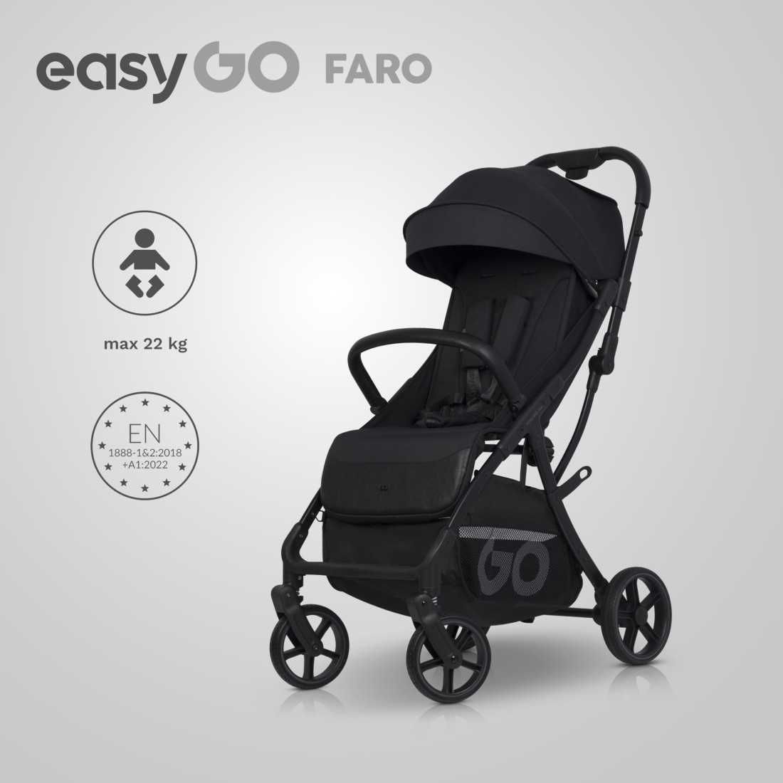 EasyGo Faro Ebony Black Wózek Spacerowy Dziecięcy Lekki! Do22kg *NOWE*