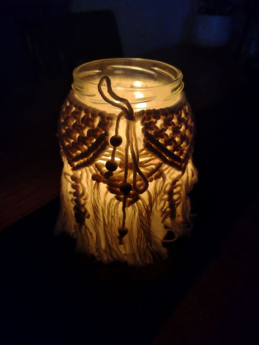Lampion makramowy ze sznurka handmade
