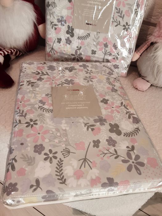 Pościel Home&You 160x200cm Mikrofibra NOWA biały szary puder SUPER CEN