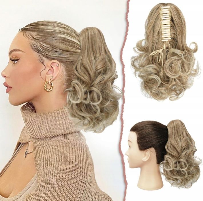 Doczepiane włosy Clip-In kucyk Przedłużki syntetyczne 28cm