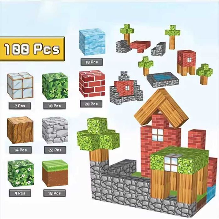 Магнітний Конструктор Майнкрафт 100/80/48/54дет магнитный Minecraft