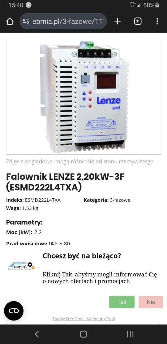 Falownik LENZE 2,20kW-3F (ESMD222L4TXA)