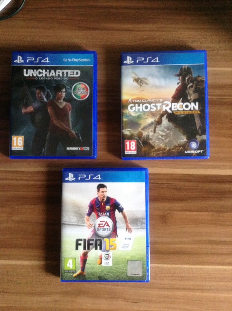 PS4: Ghosts Recon Wildlands | Uncharted: o legado perdido | Fifa 2015