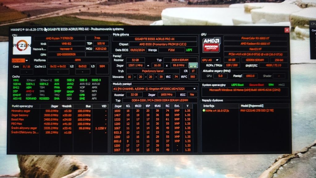 Ryzen 5700 X3D + Gigabyte Aorus B550i + 32 Gb Ram + 2 Tb Dysk SSD Nvme