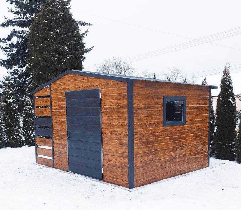 Domek Ogrodowy  2,5x2 + wiata 1x2 okno drewnopodobny Dwuspad  ID435
