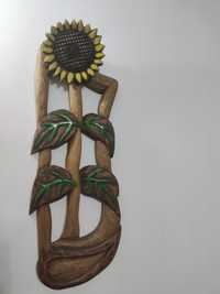 Rzeźba słonecznik rękodzieło obraz drewniany dekoracja