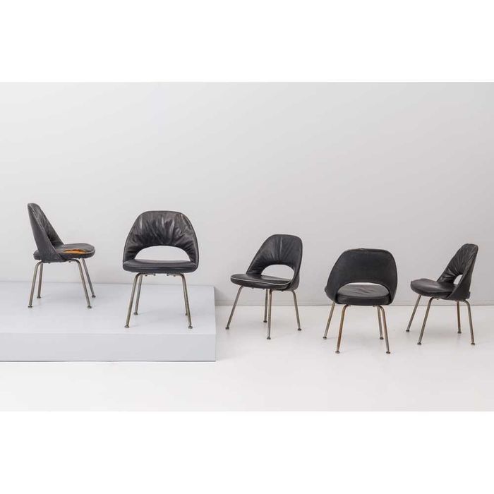 Cinco cadeiras Conference Design Eero Saarinen anos 70 vintage