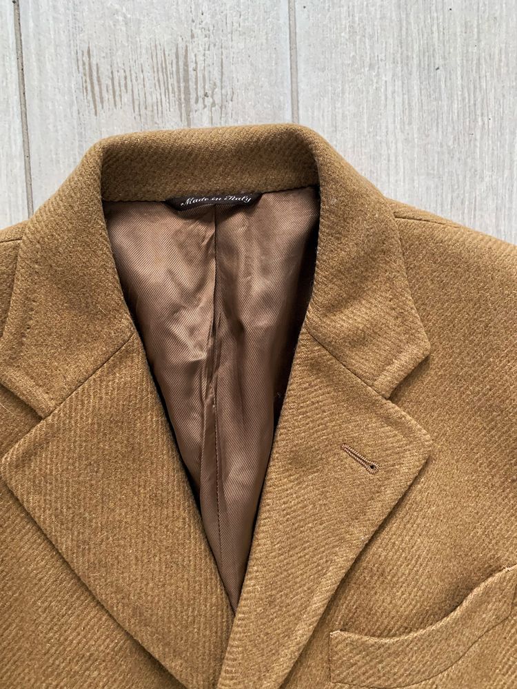 Мужское коричневое бежевое пальто кашемир шерсть wool Canali M L 48 50