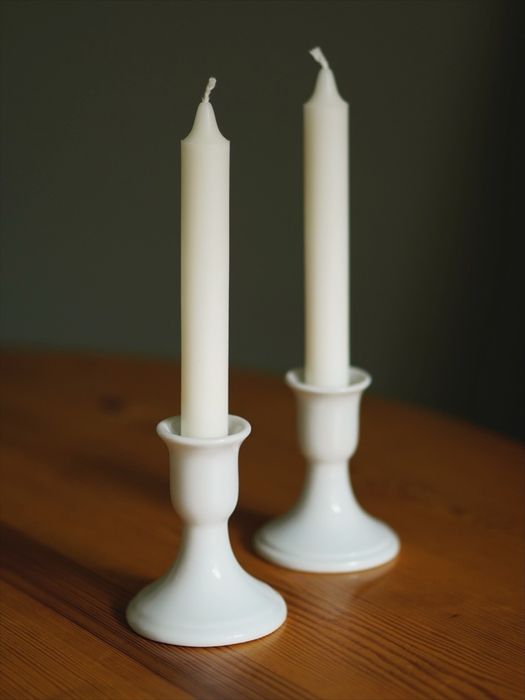 Ceramiczne świeczniki vintage białe prl retro klasyczne