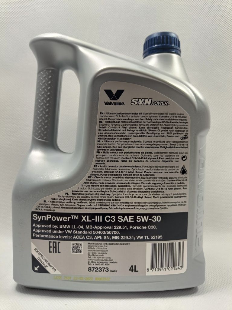 Olej Valvoline SynPower 5W30 XL-III C3 4L - LUBLIN