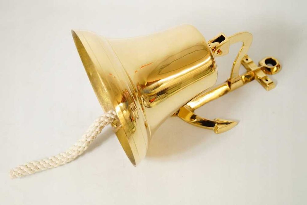 Duży mosiężny dzwon kotwica PIĘKNY