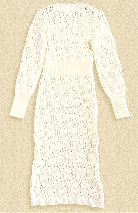NOWA elegancka sukienka midi r. 5 XL - dzianina, ażurowy wzór