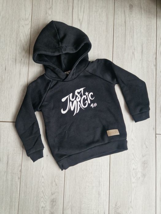 Bluza z kapturem tuss czarna ocieplana 110 116 dla chlopca I dziewczyn
