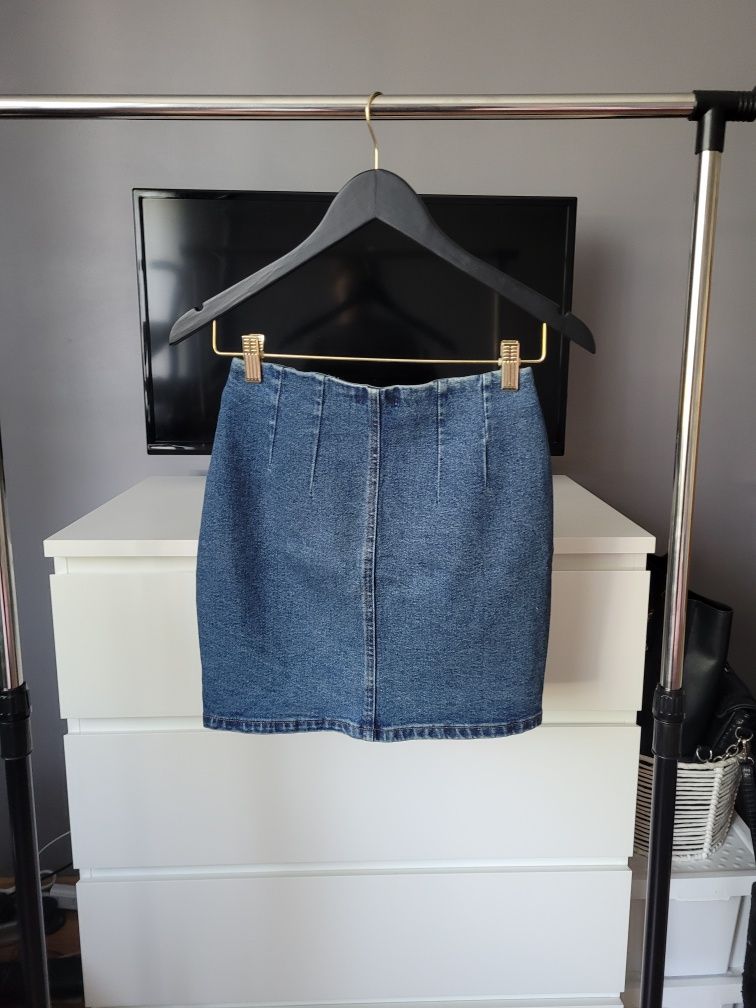 Nowa obcisła mini spódniczka z zamkiem denim cropp xs 36