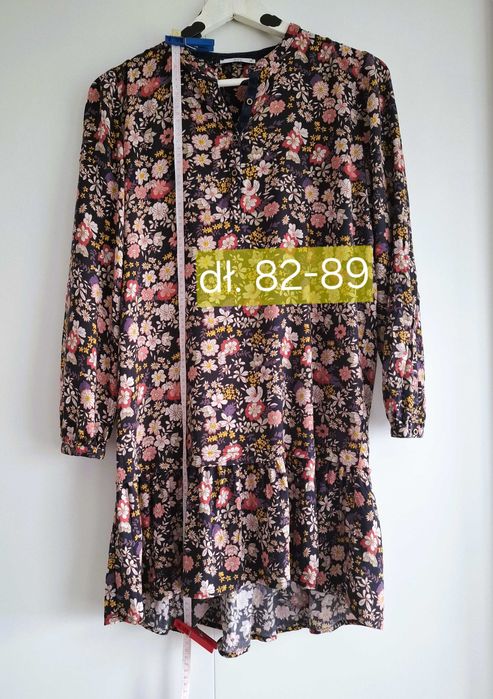 Sukienka / tunika retro romantyczna w kwiaty / wiskoza / roz 38