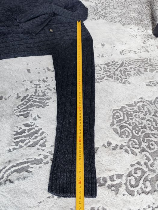 Sweter warkocz kołnierz szalik 50% wełna Yeni Bectas triko L