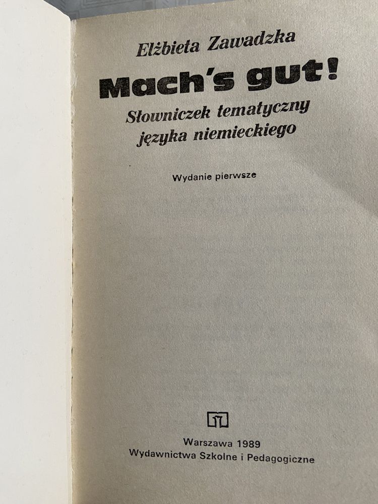 Ksiazka Slowniczek tematyczny jezyka niemieckiego E. Zawadzka