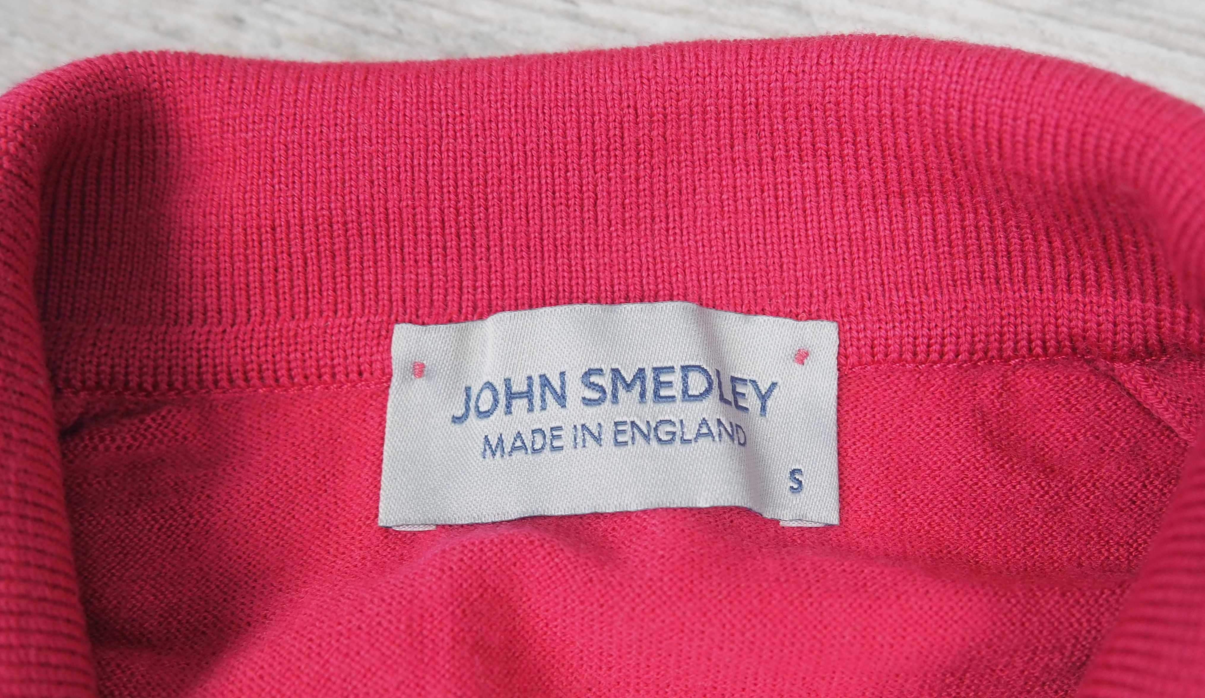 JOHN SMEDLEY_long-sleeve wool polo shirt_jak nowy_rozmiar S