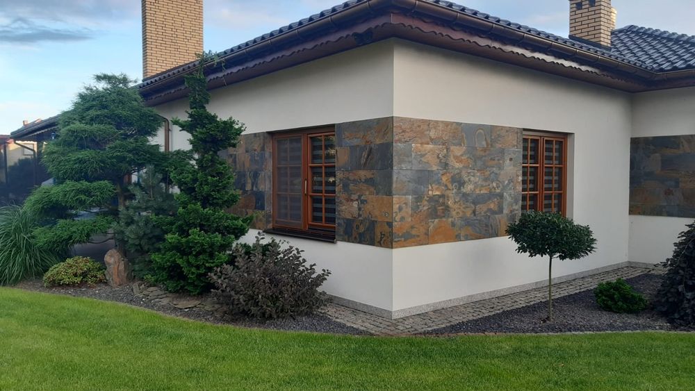 Fornir kamienny plytki elewacyjne z kamienia black artrum White gold