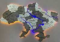 Картина,  карта України,  багаташарова, 3Д, 3D, декор карта, підсвідка