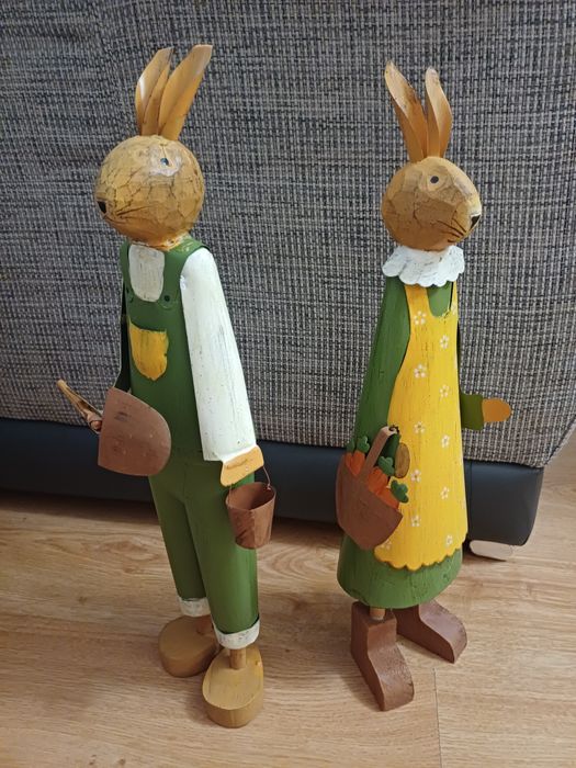 Dwa metalowe zajace ogrodowe 41cm