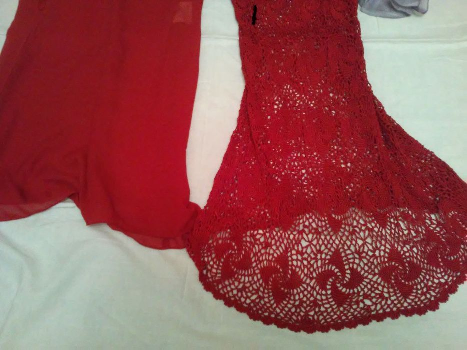 sukienka /tunika szydełkowana czerwona NOWA  S/M/L