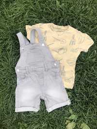 Джинсовий комбінезон з футболкою/ літній комплект на хлопчика 1,5-2 р