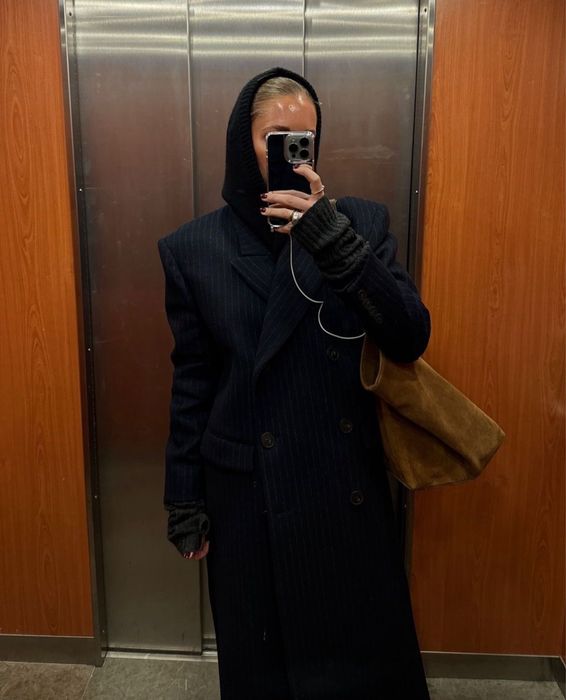 Шарф шапка капор капюшон балаклава h&m обʼємний чорний із вовни zara