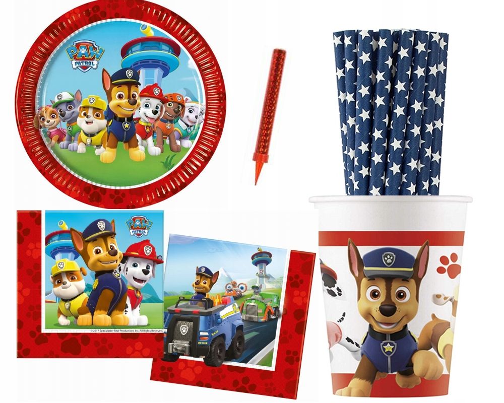 zestaw talerzyki kubeczki paw psi patrol urodziny