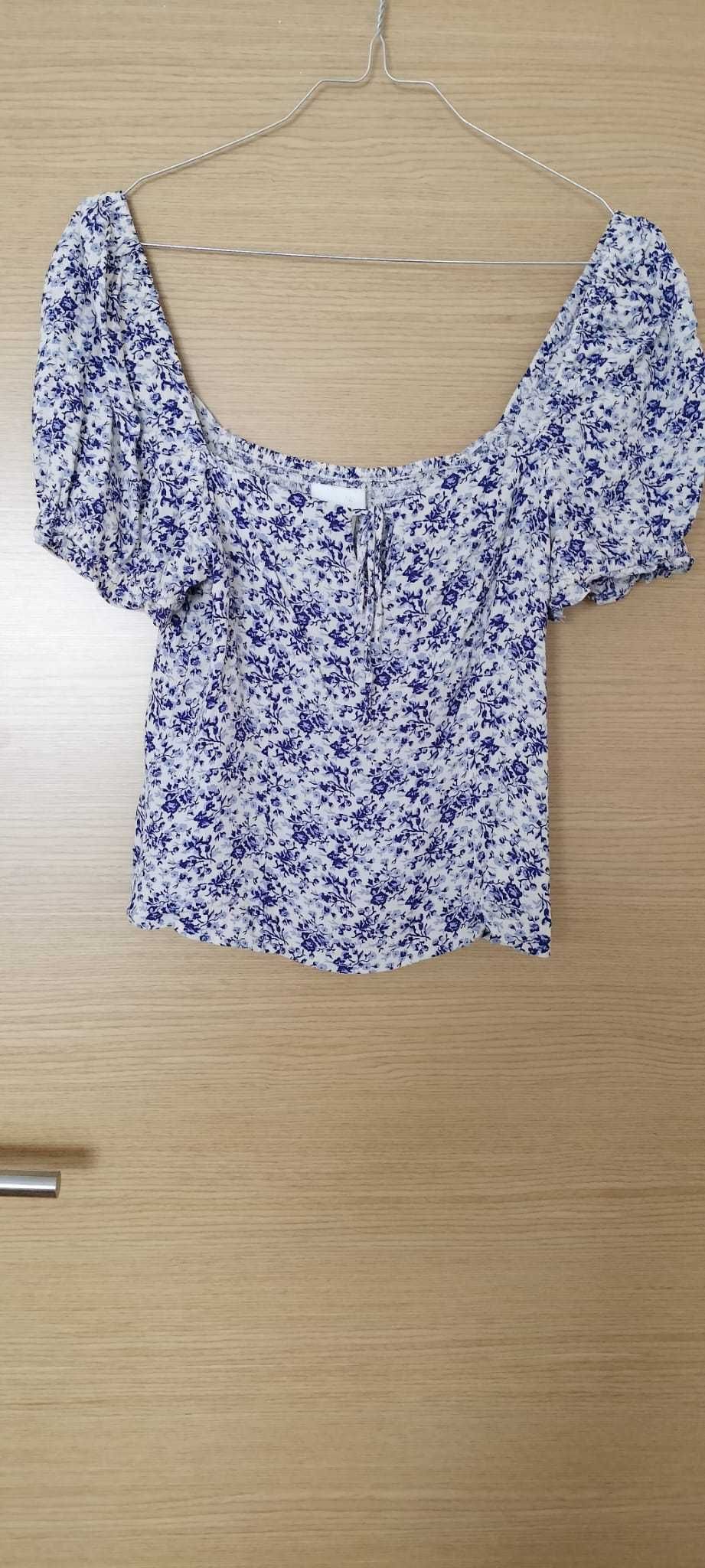 Blusa curta mangas tufadas H&M
