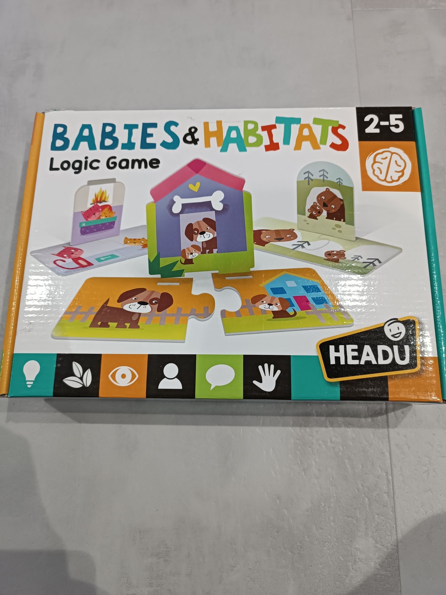 HEADU Gra logiczna edukacyjna puzzle układanki zwierzęta 2-5 LAT 36 EL