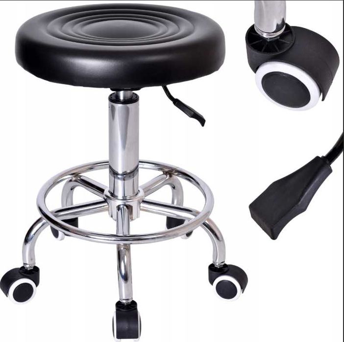 NOWY Hoker Krzesło Czarny Do Kuchni Barowy Taboret Fryzjerski Obrotowy
