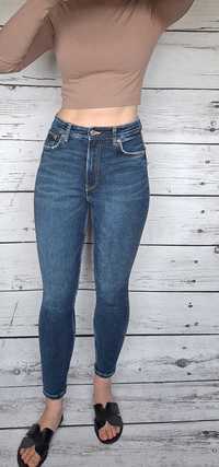 Jeansy dżinsy jeans denim ZARA skinny wysoki stan high rise